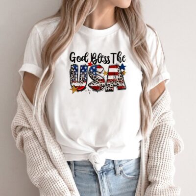 God Bless The USA 4th Of July, American Flag Tee