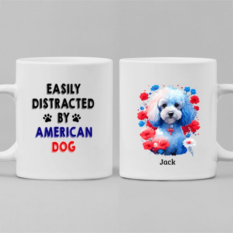 Easily Distracted by American Dog, White Mug