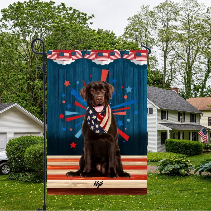 Happy 4th Of July - Garden Flag Love Dog Custom Name