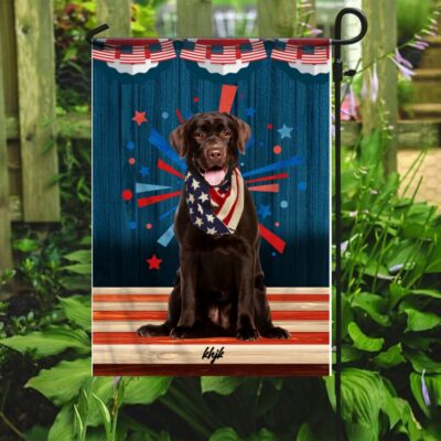 Happy 4th Of July - Garden Flag Love Dog Custom Name