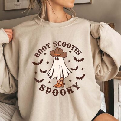 Boot Scootin Spooky Sweatshirt and Hoodie, Halloween Shirt, Cute Spooky Shirt