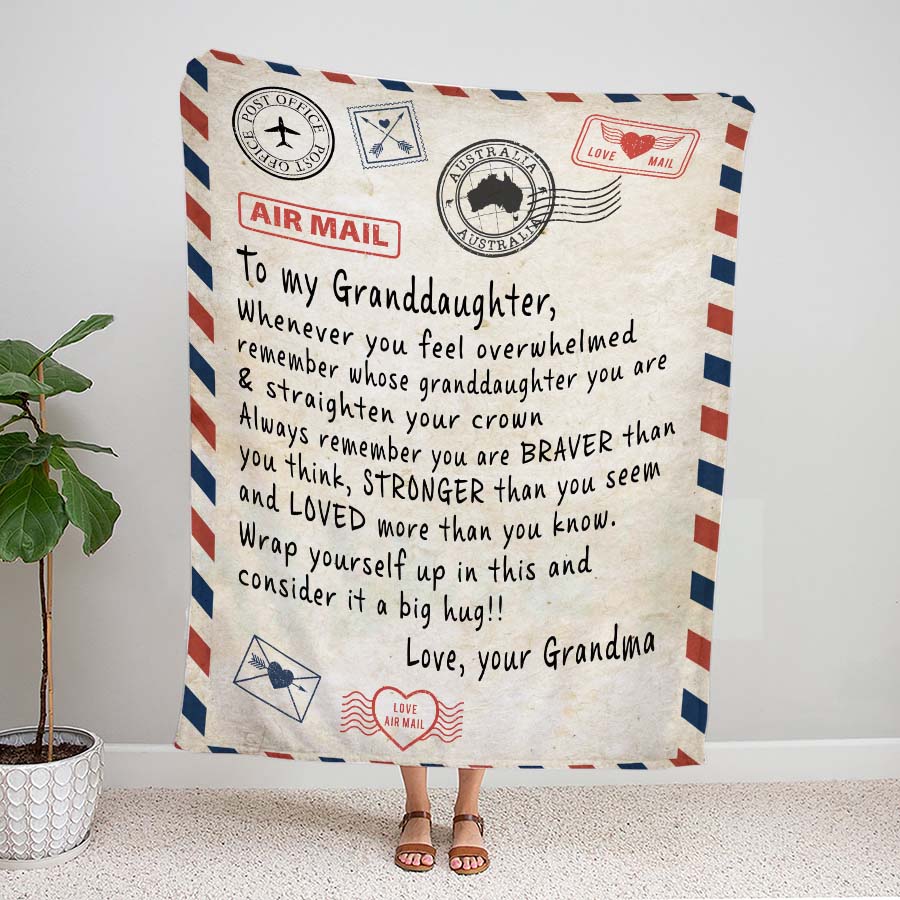 Air Mail To My Granddaughter Blanket From Grandma Letter Blankets