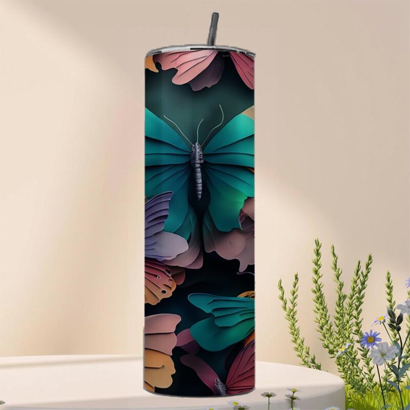 Butterfly Quilling Floral 20 oz Skinny Tumbler Sublimation