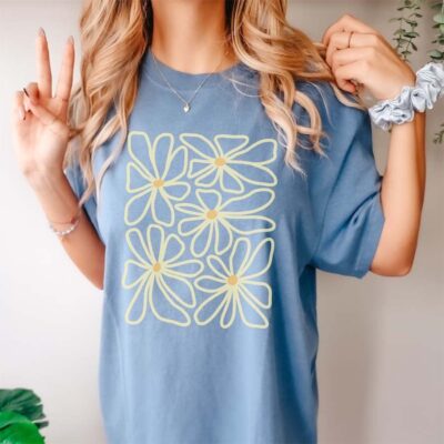 Yellow Daisy Comfort Colors T Shirt, Southern Floral