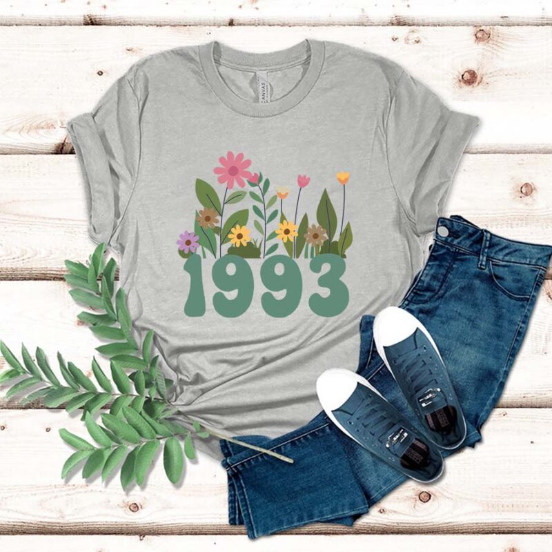 Birthday Shirt - Wildflower 1993 Sweatshirt, 30th Birthday Shirt, 1993 Birth Year Number Shirt for Women