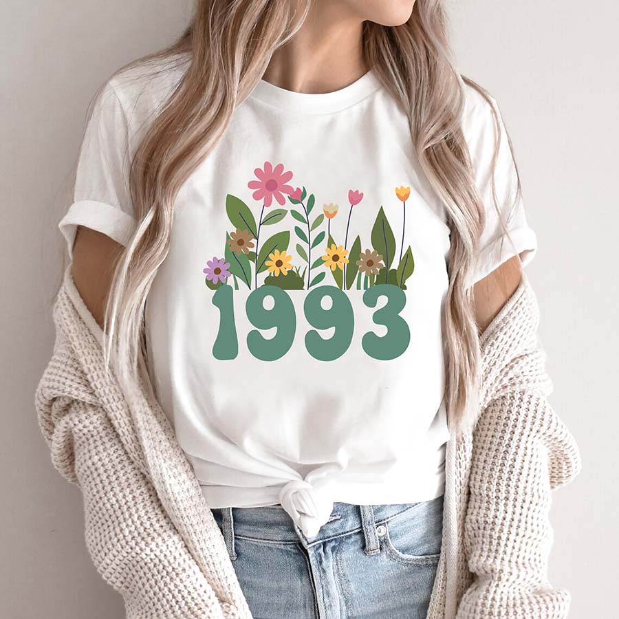 Birthday Shirt – Wildflower 1993 Sweatshirt, 30th Birthday Shirt, 1993 Birth Year Number Shirt for Women