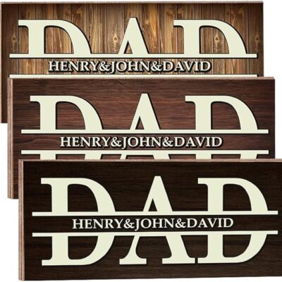 Custom 2 Layers Wood Name Sign For Dad And Children Names