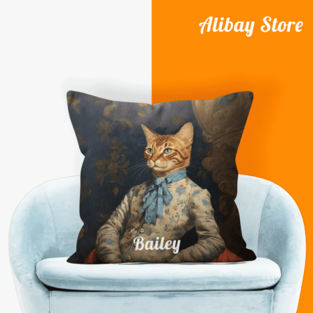 Aristocrat Whiskers Bengal Cat Pillow | Personalized Cat Pillow