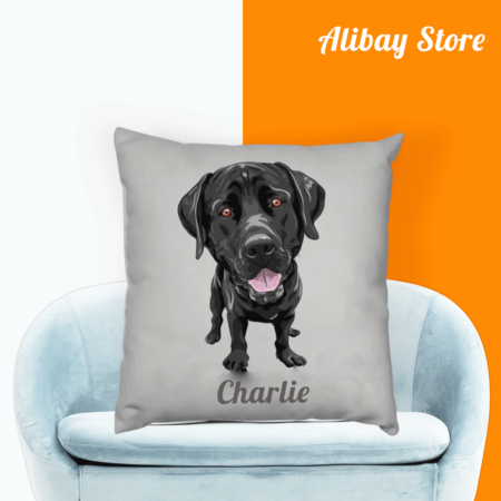 Black Lab Love Paw Logo Design | Personalized Labrador Retriever Pillow