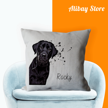 Black Labrador Dog Cushion | Personalized Labrador Retriever Pillow