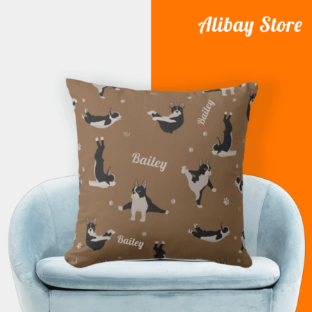 Boston Terrier Yoga Design Pillow | Personalized Dog Pillow