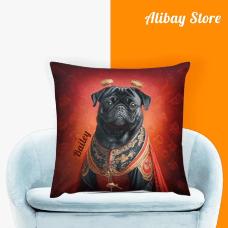 Chinese Emperor Pug Pillow - Personalized Dog Pillow