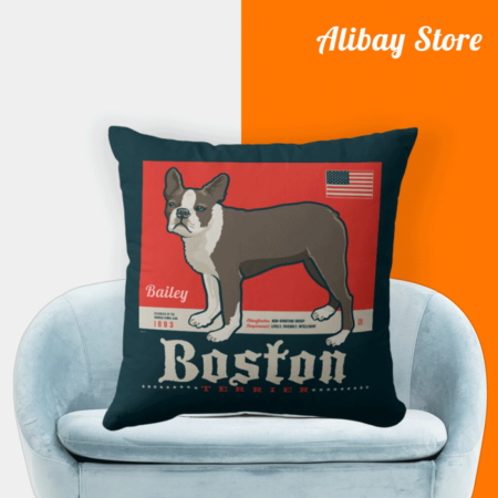 Custom Boston Terrier Pillow | Boston Terrier Patriotic Design Throw Pillow