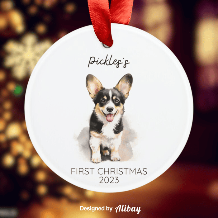 Custom Dog First Christmas Ornament | Corgi Ornament