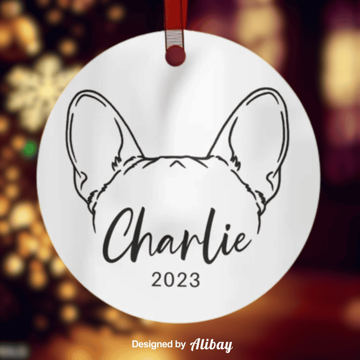 Custom Frenchie Ear Ornament | French Bulldog Ornament