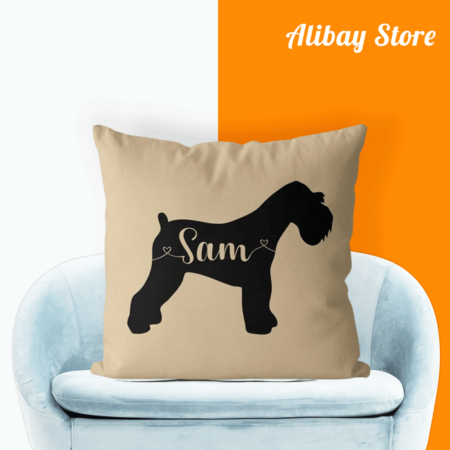 Custom Miniature Schnauzer Pillow Cover, Personalized Mini Schnauzer Pillow Case, Cotton Canvas Square Decorative Cushion Cover for Sofa Bed