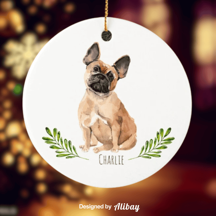 Custom Watercolor French Bulldog Ornament