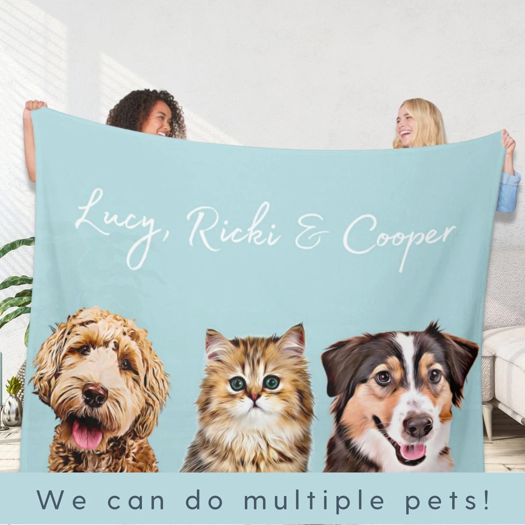 Customizable 3-Pet Blanket