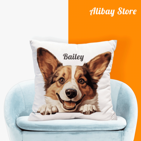 Cute Corgi Pillow for Sofa | Personalized Dog Pillow