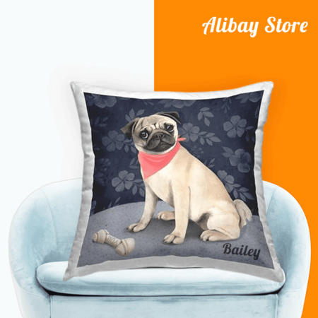 Cute Pug Pillow - Personalized Dog Pillow