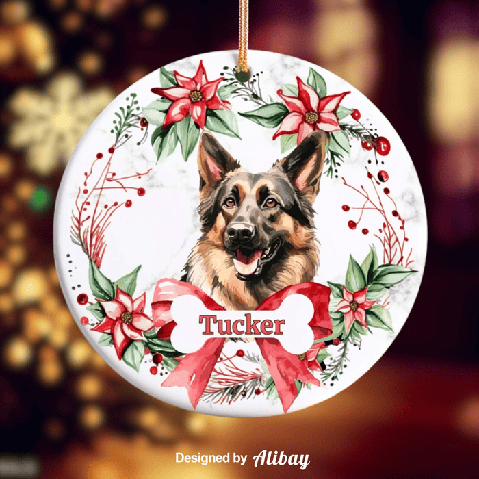 Dog Custom Name Christmas Ornament | German Shepherd Ornament