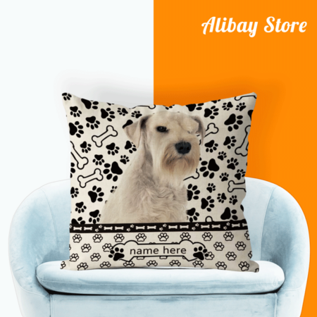 Dog Design with Custom Name | Personalized Schnauzer Pillow