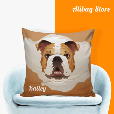 English Bulldog Pillow Cover | Personalized Dog Pillow