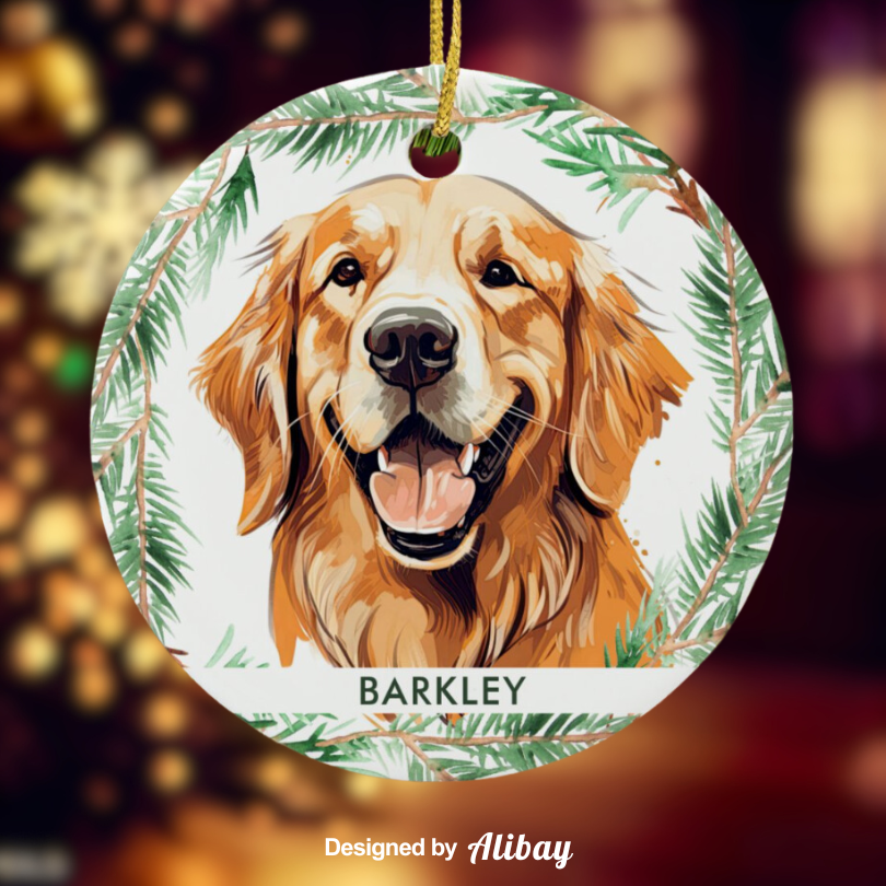 Festive Golden Retriever Ornaments