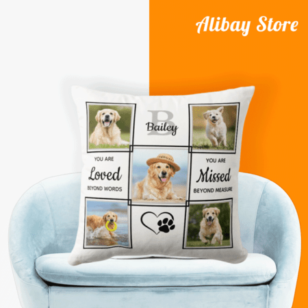 Golden Retriever Remembrance Photo Collage Pillow | Personalized Dog Pillow