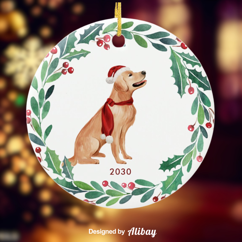 Custom Ceramic Pet Holiday Decor | Golden Retriever Ornaments