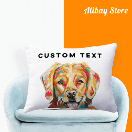 Golden Retriever Custom Text Pillow | Personalized Dog Pillow