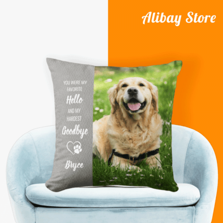 Golden Retriever Remembrance Photo Throw Pillow | Personalized Dog Pillow