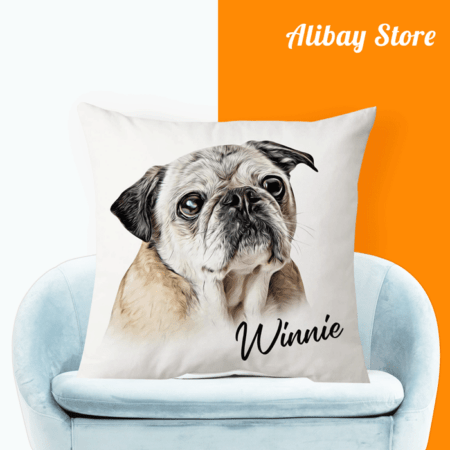 Hyturtle Pug Pillow with Insert - Personalized Dog Pillow