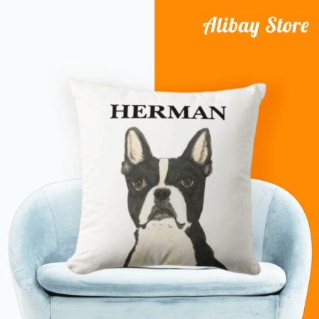 Iconic Personalized Dog Pillow | Custom Boston Terrier Pillow