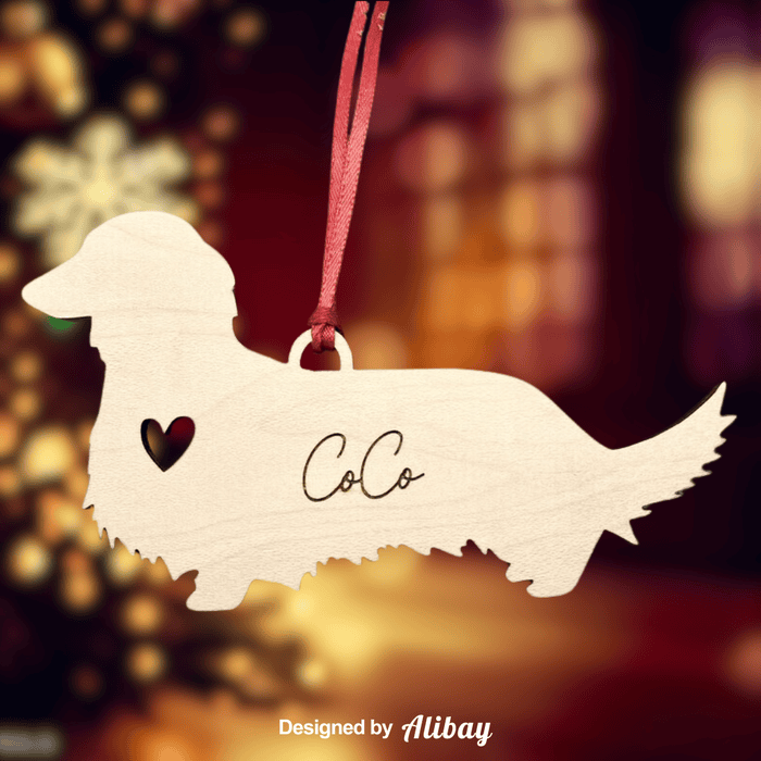 Long Haired Dachshund Ornament 