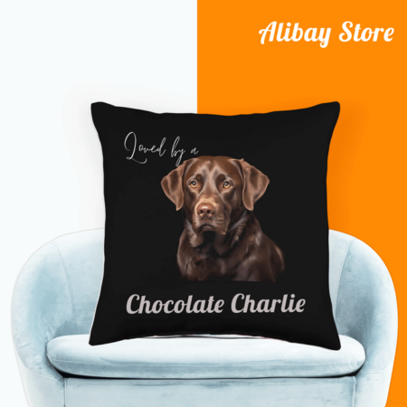 Loved By A Chocolate Lab Labrador Retriever Pillow | Personalized Dog Pillow