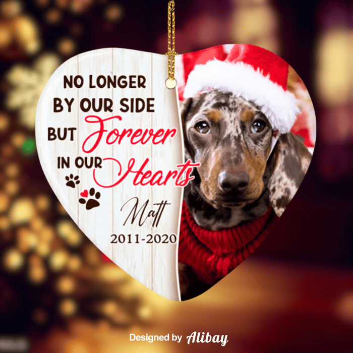 Memorial Dachshund Ornament | Personalized Heart Ornament