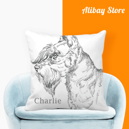 Personalized Schnauzer Pillow | Miniature Schnauzer Dog Bed Decor