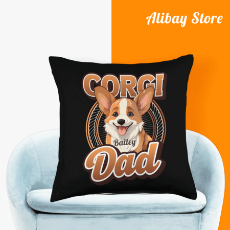 Personalized Corgi Pillow Corgi Gifts for Dog Dads