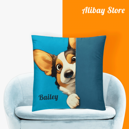 Personalized Corgi Pillow | Funny Corgi Under the Door