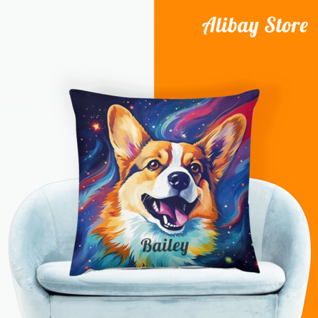 Personalized Corgi Pillow | Space Galaxy Funny Plush Throw