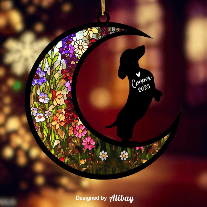 Personalized Dog Memorial Suncatcher | Dachshund Ornament