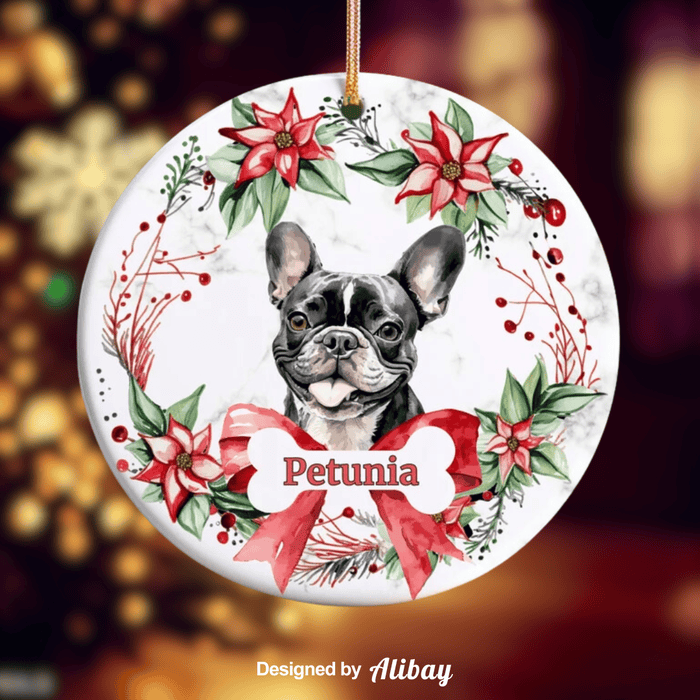 Personalized Dog Name Christmas Gift | Black Frenchie Ornament