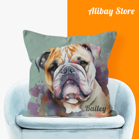 Personalized Dog Pillow Cushion | English Bulldog Pillow