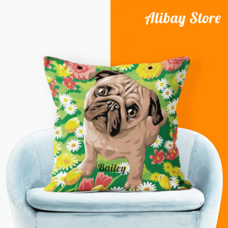 Personalized Dog Pillow - Pug Custom Pillow