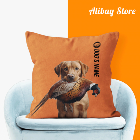 Personalized Fox Red Hunting Dog with Custom Name | Labrador Retriever Pillow