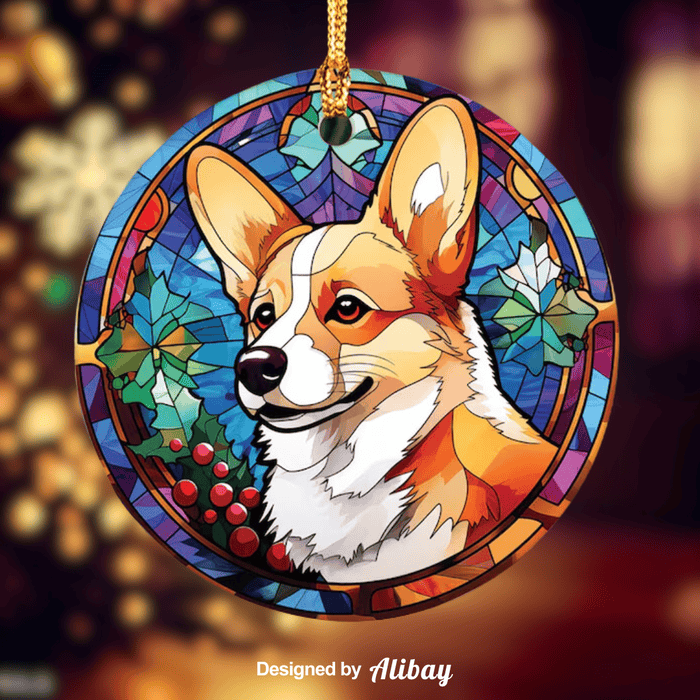 Personalized Pet Ornament Using Pet's Photo | Corgi Ornament