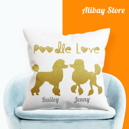 'Poodle Love' Personalized Dog Pillow | Custom Poodle Pillow