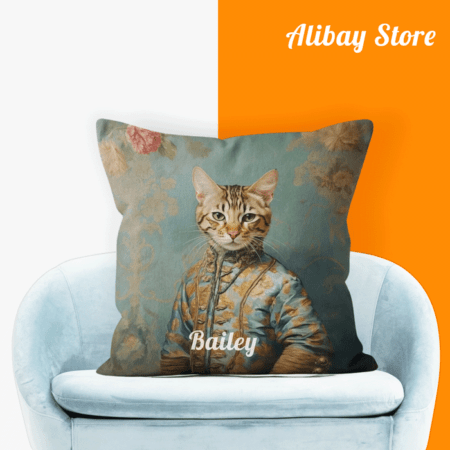 Regal Gaze Bengal Cat Pillow | Personalized Cat Pillow