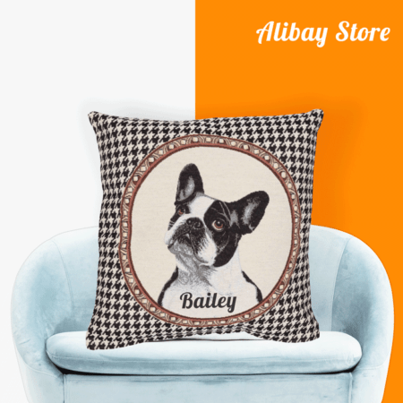 Royal Personalized Dog Pillow | French Bulldog Portrait Pillow with Picture